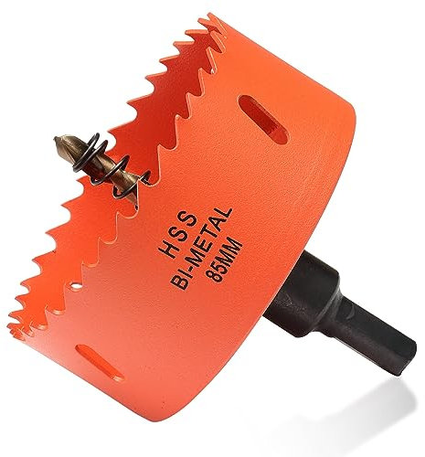 Bi-Metall Lochsäge 85mm, Lochbohrer für Holz und Metall, Bi-Metall Rund Bohrkrone mit 35mm Schnitttiefe für Stahl, Gusseisen, Aluminium, Trockenbau, Sperrholz und Acryl