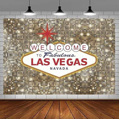 Casino-Thema Geburtstagsfeier Hintergrund Dekorationen Poker Willkommen im fabelhaften Las Vegas Goldhintergrund Casino Nacht Dress-up Party 300x200