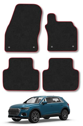 Audi Q3 (2018-2025) Carpet Car Mats | Red Edge Trim Tailored Fit Floor Mats Full Coverage Protection Accessories Easy Clean Anti Slip Made in the UK