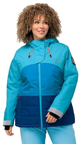 Ulla Popken Curvy Hyprar Colorblock 810195 Damen-Skijacke, Übergröße, vollständig gefüttert, Helltürkis, 42-44