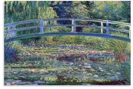 GAJUST Monet Water Lily Pond Poster Water Lily Pond Painted by Claude Monet in 1899., Canvas Print Art Poster; Unframe; 16x24inch(40x60cm)