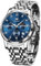 OLEVS Silber Herrenuhren Edelstahl Elegnt Quarz Armbanduhr Herren Analog Kleid Großes Blau Zifferblatt Männer Uhr mit Datum Mondphasen Modern Wasserdicht Herrenarmbanduhren Metallarmband Geschenke