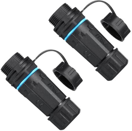 sourcing map Waterproof RJ45 Coupler, Single Head Shielded Female to Female Waterproof IP68 Ethernet Outdoor LAN Cable Connector for Cat6/Cat5e/Cat5, Pack of 2