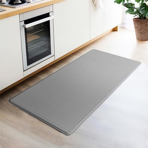 HomeLife il - Alfombra para cocina antideslizante y lavable, de goma PVC: alfombra para cocina antifatiga, antideslizante y lavable, alfombra suave y cómoda, 44 x 150 cm, color gris
