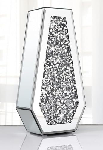 Crushed Diamond Mirrored Vase, 30cm Tall, Silver Glass Flower Vase, Bling Crystal Decorative Centrepiece