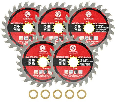 FOCSTOL Kreissägeblätt TCT 85mm x 15mm - 5 Stück Trennscheibe Holz zum Schneiden von Holz Kunststoff für Schneidemaschine