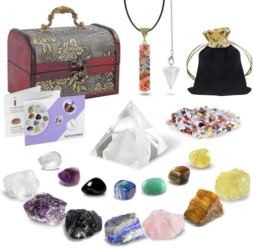 Conjunto de 21 Piezas de Cristales y Piedras,Cristales de Sanación,Piedras Preciosas de 7 Cristales,7 Piedras de Chakrapara Meditación,Calendario de Adviento,Reiki,Equilibrio Energético