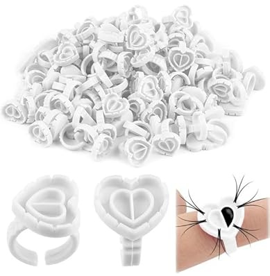 100 PCS Disposable Glue Rings, Lash Glue holder, Glue Rings for Eyelash Extensions, Beauty Tool for Eyelash Extensions, Quick Blossom Cups for Eyelash Extensions.