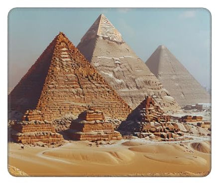 Ägypten Mauspad XXL 240x200x3mm, Gamer Gaming Mauspad Pyramide Design Vernähte mit Kanten, Wetterfest Anti Rutsch Mousepad PC Laptop verbessert Präzision und Geschwindigkeit für Home Office Deko