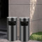 HUOLE Cubo de basura de 30 litros de acero inoxidable de pie para cenicero de piso en la parte superior del cubo de basura para el hotel al aire libre interior (25 * 25 * 60cm, negro-2PC)