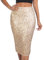 BALAYSIER Damen Glitzer Rock mit Futter Elastische Taille Pailletten Rock Midi Bleistiftrock für Bankette und Partys(Blasses Gold,S)