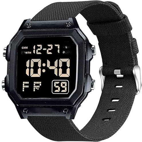 Blueshaweu 18mm Armband Kompatibel für CASIO F-91W Uhr, Nylon Strick Replacement Uhrenarmband für CASIO F-91W, A158WA, A168WA, W-217H, W-218H, AE-1200WH (schwarz)