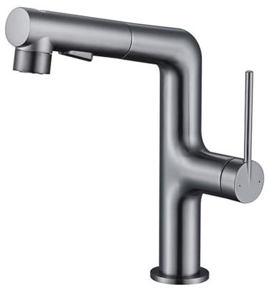 Mitigeur Salle de Bain avec Douchette Rotation 360° Monocommande Mitigeur Lavabo Douchette Extractible,gris