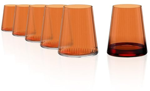 Stölzle Lausitz Symphony Weißweinbecher Orange 400 ml, 6er-Set | Orangefarbene Weißweinbecher für Weißwein, Wasser, Saft und Cocktails, aus Kristallglas, stoßfest & spülmaschinengeeignet