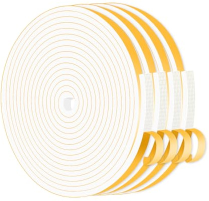 Burlete Puerta Entrada,Burlete Puerta,Tira de Sellado CR de Alta Densidad,Aislante Termico Ventanas(Blanco,6mm x 3mm x 20M)