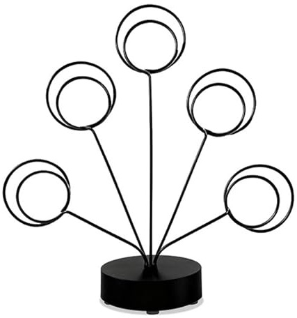 Nsaroche Porte-photos Arbre Familial avec 5 Branches Flexibles Support à Photos sur Pied Pince à Mémos Ronde Porte-cartes de Bureau En Métal Unique, Noir