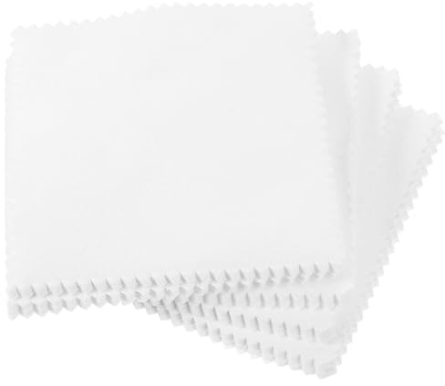 VILLCASE Chiffon à Polir les Bijoux et Chiffon de Nettoyage pour Pièces de Monnaie en Daim Blanc, Portable et Polyvalent, Lot de 50 Pièces pour Argenté et Argenterie