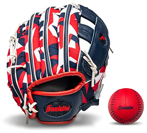 Franklin Sports RTP Performance Digi Teeball Handschuh und Ball, 24,1 cm, Marineblau/Rot – Rechtshänder-Wurfer 22848