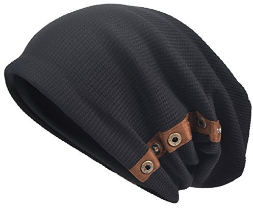VECRY Herren Baumwolle Mütze Strickmützen Slouch Beanie Schädel Cap Winter Sommer Hüte (020-Schwarz)