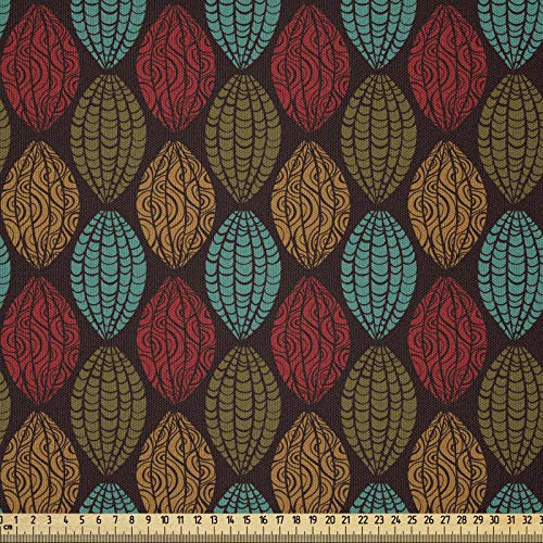 ABAKUHAUS Erdfarben Microfaser Stoff als Meterware, Eastern Native Art, Deko Basteln Polsterstoff Textilien, 2M (230x200cm), Braun Rot Teal