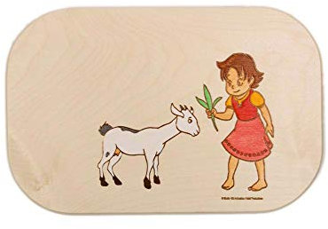 Frühstücksbrettchen Heidi bunt Ahornholz – Holzbrett mit Heidimotiv – Personalisierbar mit Namen & Gravur – für Kinder & Erwachsene