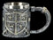 Fantasy Mittelalter Bierkrug - Löwen Wappen | Humpen, handbemalt, mit Edelstahleinsatz, H 10,5 cm
