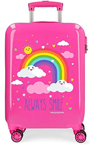 MOVOM Enso Arcoiris Always Smile Trolley cabina Rosa 38x55x20 cm Rigida ABS Chiusura a combinazione numerica 35L 2,3Kgs 4 Ruote Bagaglio a mano