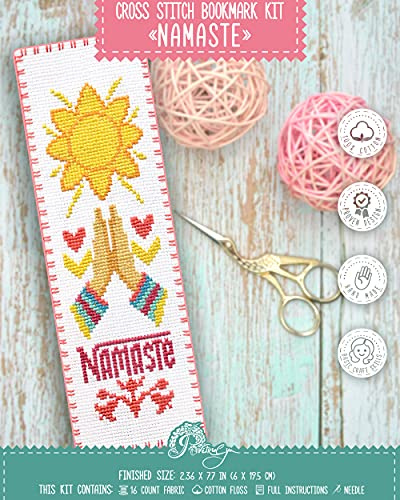 Povitrulya Yoga Counted Cross Stitch Bookmark 'Namaste' - DIY Embroidery Set for Woman