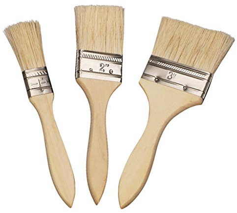 3er Lasurpinselset,Lasur Pinsel Pinselset 1/2/3 Zoll,Flachpinsel Pinseln für Lasuren Lacke Glasur Malerpinsel Grillbürste