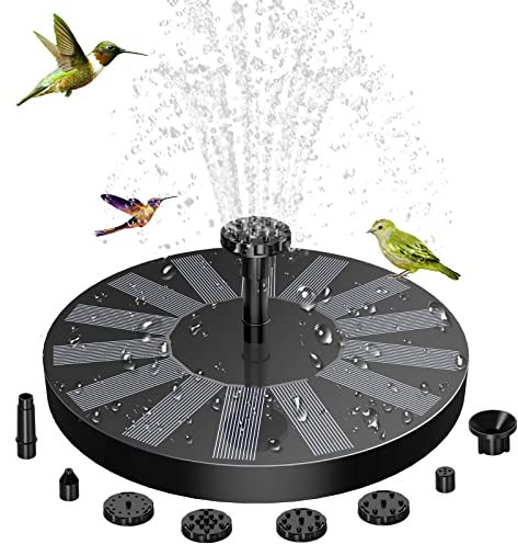 AMZtime Fontaine Solaire Extérieur Flottante Pompe Bassin Solaire avec 6 Buses pour Bain d'oiseau, Étang, Piscine, Patio, Décoration de Jardin