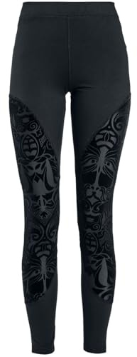 Gothicana by EMP Damen Schwarze Leggings mit Einsätzen und Flockprint