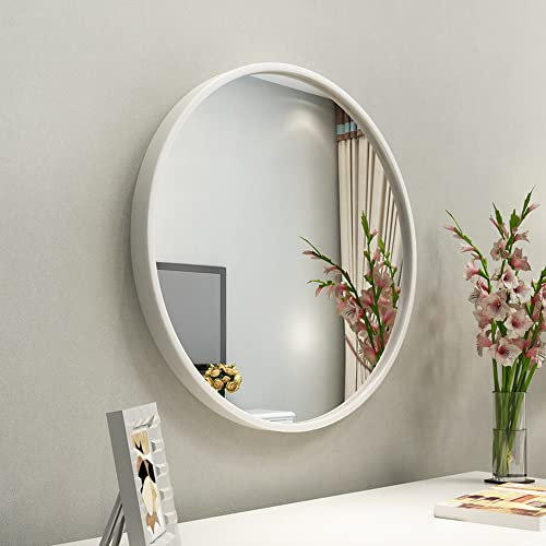 Hosoncovy 30CM Metal Frame Round Bathroom Wall Mirror - Decorative Mirror for Bathroom, Living Room, Bedroom Home Decoration (White)