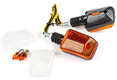 Blinker Mini Rectangle carbon / orange + weiß