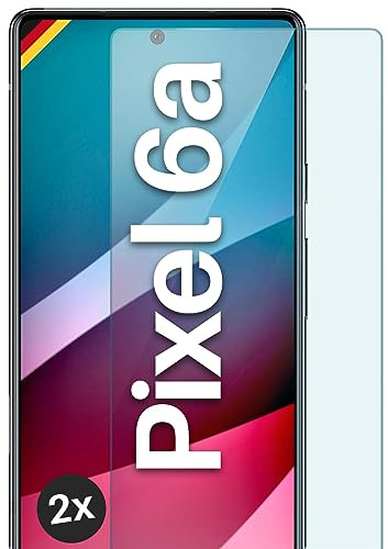 moex Schutzfolie für Google Pixel 6a Glas 9H Härte, gehärtetes Schutzglas, Panzer Schutz Glas Displayschutz Folie, kompatibel mit jeder Handy Hülle, ShockProtect 2 Stück
