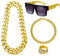 UYUYong Zuhälter Kostüm Set 80er Jahre Kostüm Goldene Dollar Kette & Gold-Armband Ring Brille Persönlichkeit Hip Hop Kostüm Kit Herren 80er 90er für Faschingszubehör Mottopartys Cosplay