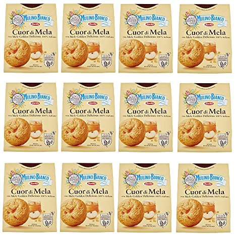 12X Mulino Bianco Cuor di Mela Biscotti con Confettura di Mela Frollini dal Cuore Morbido e Profumato 300gr [Box 12 Confezioni]