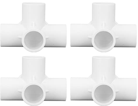 10 Uds. Conector de Tubo de Codo de 4 Vías de PVC, Salida de 25mm para Conexión de Muebles (Blanco)
