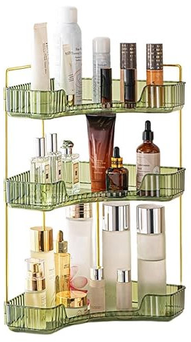 Make up Organizer, Kosmetik Organizer, Beauty Organizer, Hautpflege Organizer für Bad Schminktisch (3 Schichten, Grün)