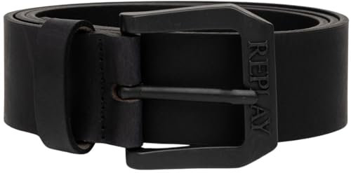 Replay Herren Gürtel aus Leder, Black 098 (Schwarz), 85