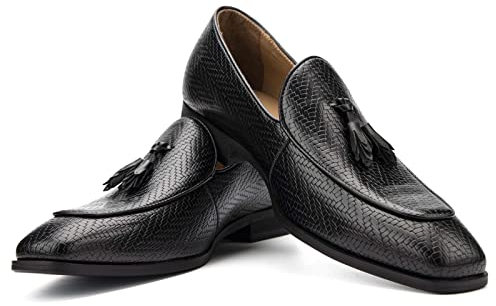 JITAI Mokassins Herren Elegante Schuhe Freizeit Loafer Herren Anzug Schuhe, Schwarz-01, 45 EU (12 UK)