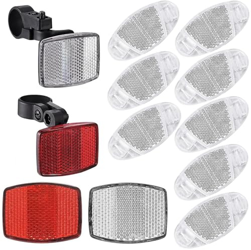VICDUEKG Bike Front and Rear Reflectors Kit, 12 PCS Bicycle Light Wheel Spoke Reflectors Kit, Cycling Accessories Bike Safety Warning Reflectors for Handlebar and Night Cycling (White)