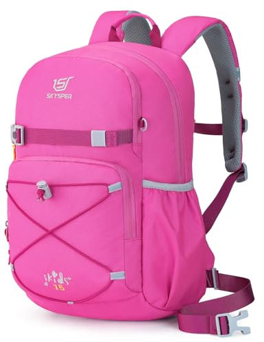 SKYSPER Zaino per Bambini 15L Zaino Scolastico 4-12 anni con Scomparti Multipli Zainetto per Bambino Bambina Gita Asilo Viaggio