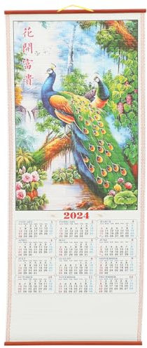 MAGICLULU 1 Stück 2024 Chinesischer Wandkalender Chinesischer Tierkreis-Hängekalender Monatlicher Mondkalender Fengshui-Kalender Für Das Neue Jahr