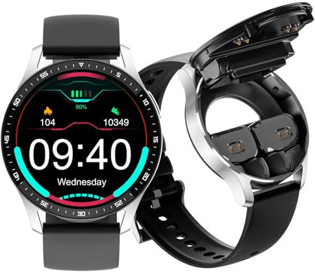 Dzaayediiy Smart Watch con auricolari, orologio intelligente 2 in 1 con auricolari Bluetooth TWS Fitness Tracker per iPhone Android, standby a lungo tempo, orologio sportivo da uomo e donna