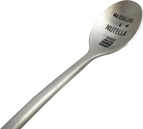ZINELLO DESIGN - Cuillère à Pâte à Tartiner Personnalisée de 20,5cm - Idée Cadeau Insolite pour Hommes, Femmes et Ados - Accessoire Gourmand pour les Amateurs de Chocolat ! En Acier Inoxydable 18/10