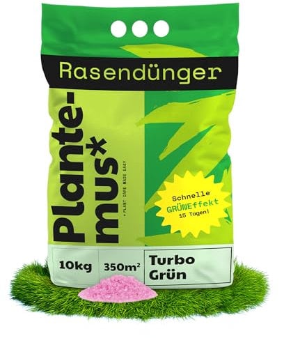 PLANTEMUS Fertilizante Césped Verde Efecto Turbo Nitrogenado. Verde en 15 días. Abono de microcristales Ultrasolubles, Tecnología Alemana, 10 KG, 350 m²