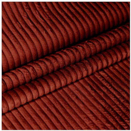 DreamRoots Cord Stoff Meterware Gewicht 380 g/m2 - Polsterstoff Cord Meterware 140 cm breit - Möbelstoff Meterware - Breitcord Meterware Fired Brick 1M