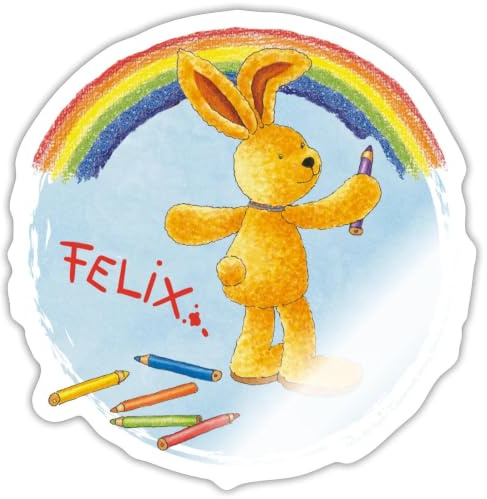 Felix der Hase Malt Regenbogen Sticker Aufkleber