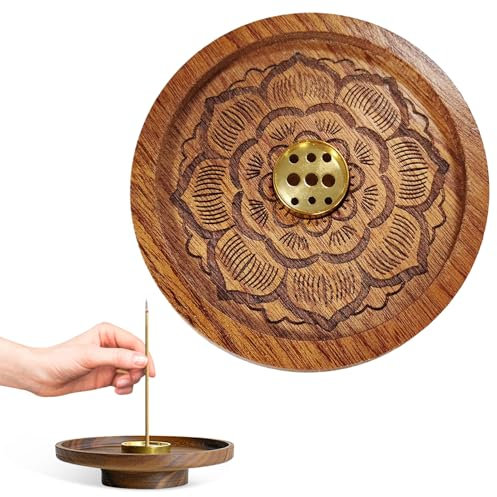 1 Piezas 9 Hole Porta Incienso Quemador de Incienso de Madera Quemador Incienso Soporte Incienso de Loto para Decoración del Hogar Meditación Yoga