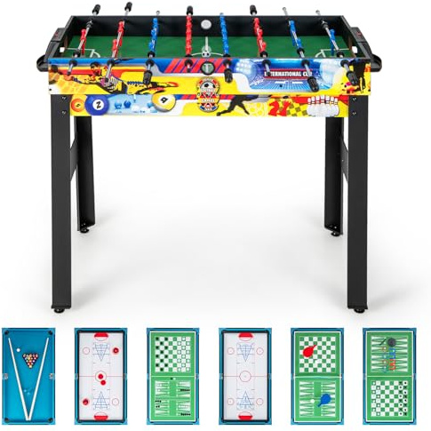 RELAX4LIFE 12 in 1 Tavolo Multigioco per Bambini e Adulti | Calcio Balilla,Biliardo,Ping Pong,Hockey,Biliardino,Scacchi Bowling, Impilabile per Casa Ufficio Bar